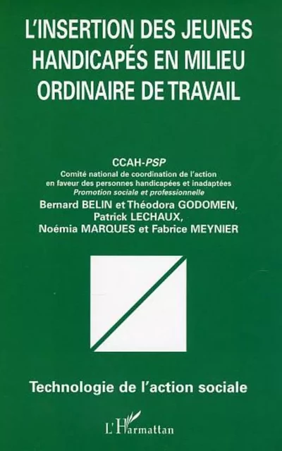 L'insertion des jeunes handicapés en milieu ordinaire de travail - Bernard Belin - Editions L'Harmattan