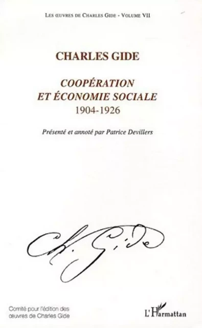 Coopération et économie sociale - Charles Gide - Editions L'Harmattan