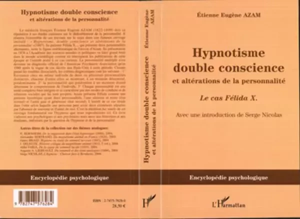 Hypnotisme double conscience - Eugène Azam - Editions L'Harmattan