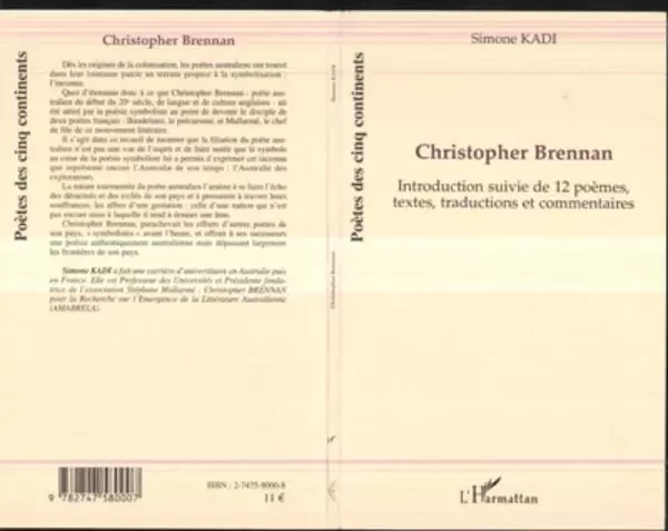 Christopher Brennan - Simone Kadi - Editions L'Harmattan