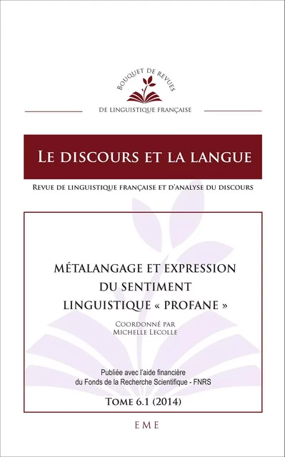 Métalangage et expression du sentiment linguistique "profane" - Michelle Lecolle - EME Editions