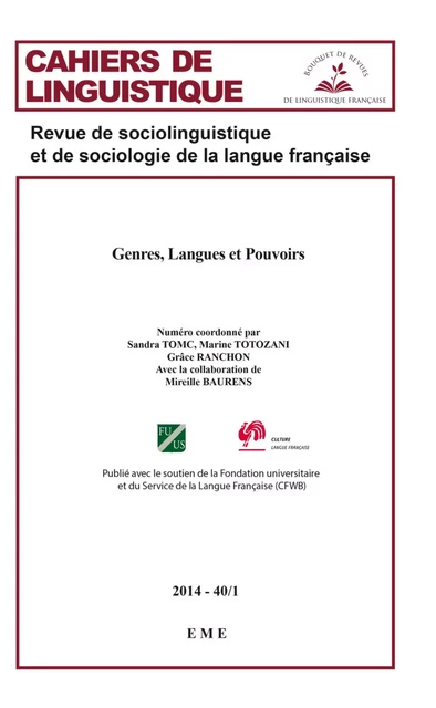 Genres, Langues et Pouvoirs - Mireille Baurens, Grâce Ranchon, Sandra Tomc, Marine Totozani - EME Editions