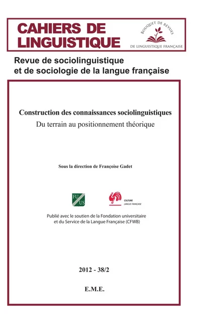 Construction des connaissances sociolinguistique - Françoise Gadet - EME Editions