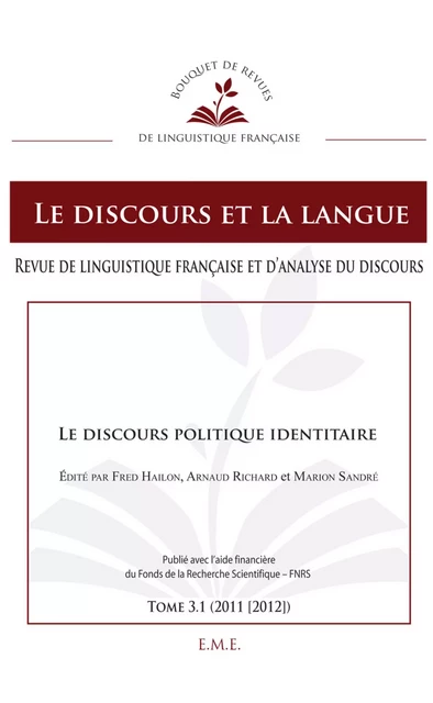 Le discours politique identitaire - Marion Sandré, Arnaud Richard, Fred Hailon - EME Editions