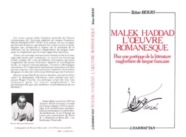 Malek Haddad - Tahar Bekri - Editions L'Harmattan