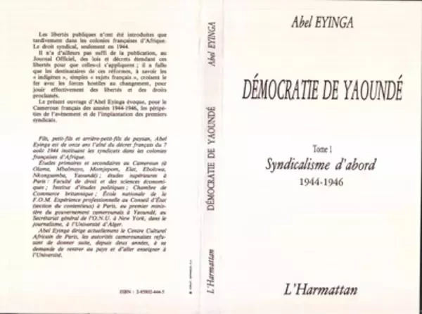 Démocratie de Yaoundé - Abel Eyinga - Editions L'Harmattan