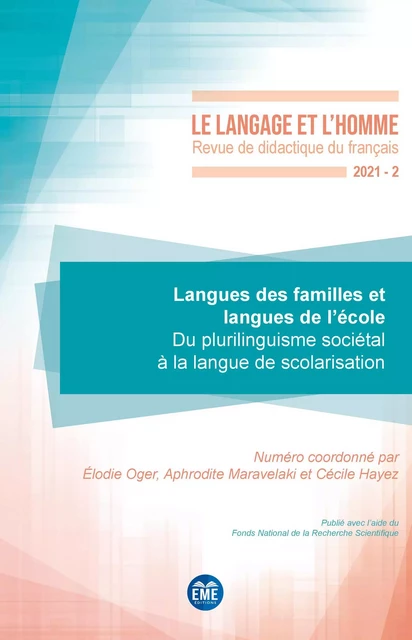 Langues des familles et langues de l'école - Élodie Oger, Aphrodite Maravelaki, Cécile Hayez - EME Editions