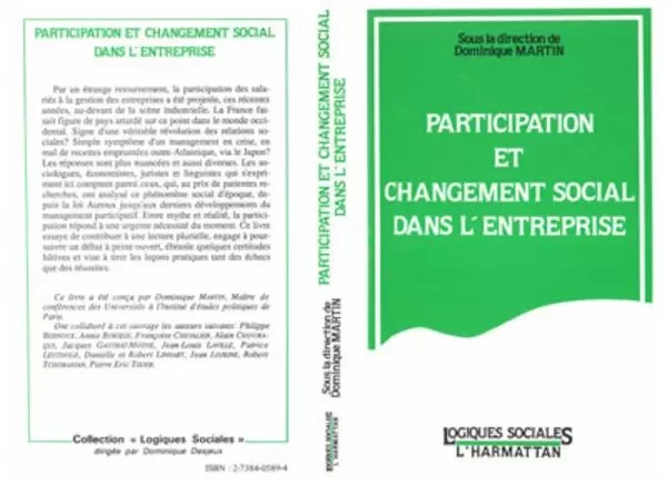 Participation et changement social dans l'entreprise - Dominique Martin - Editions L'Harmattan