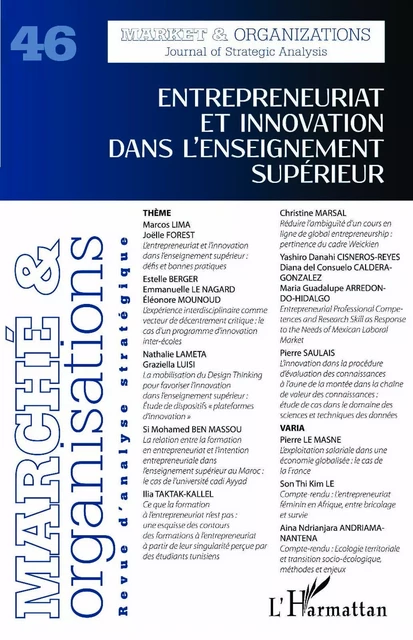 Entrepreneuriat et innovation dans l'enseignement supérieur -  - Editions L'Harmattan