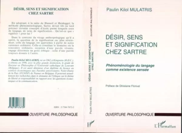 DÉSIR, SENS ET SIGNIFICATION CHEZ SARTRE - Paulin Kilol Mulatris - Editions L'Harmattan