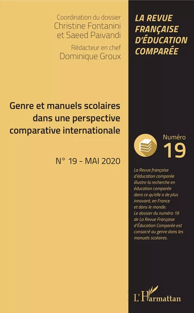 Genre et manuels scolaires dans une perspective comparative internationale - Dominique Groux - Editions L'Harmattan