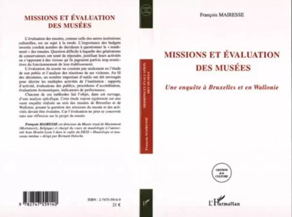 Missions et évaluations des musées - François Mairesse - Editions L'Harmattan