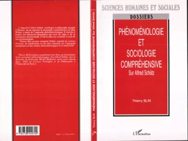 Phénoménologie et sociologie compréhensive - Thierry Blin - Editions L'Harmattan