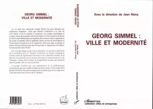 Georg Simmel : ville et modernité - Jean Remy - Editions L'Harmattan