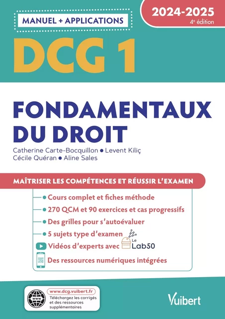 DCG 1 - Fondamentaux du droit : Manuel et Applications 2024-2025 - Catherine Carte-Bocquillon, Levent Kilic, Cécile Quéran, Aline Sales - Vuibert