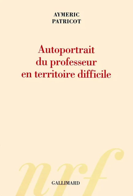 Autoportrait du professeur en territoire difficile - Aymeric Patricot - Editions Gallimard