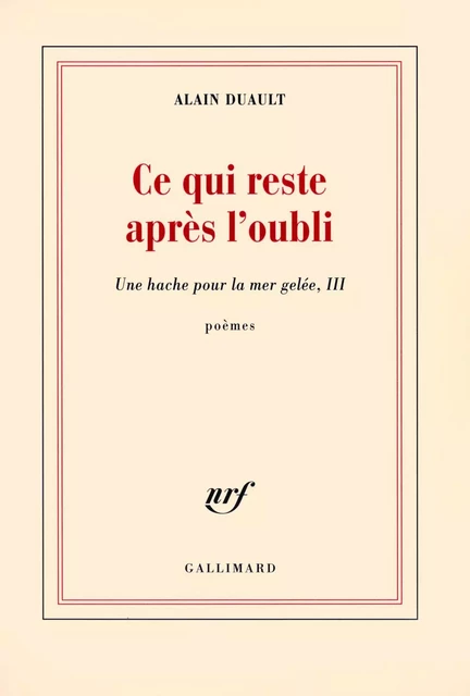 Ce qui reste après l'oubli - Alain Duault - Editions Gallimard