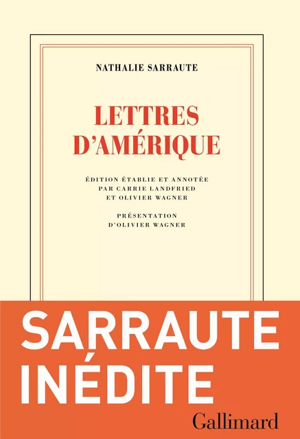 Lettres d'Amérique - Nathalie Sarraute - Editions Gallimard