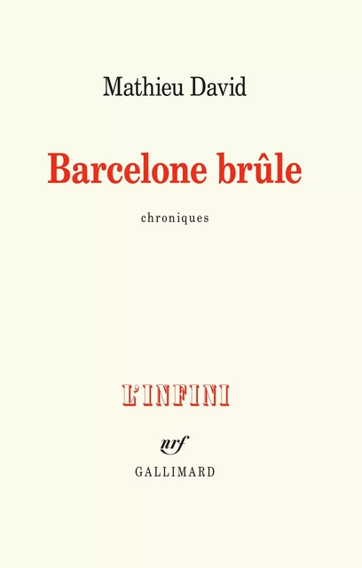 Barcelone brûle - Mathieu David - Editions Gallimard