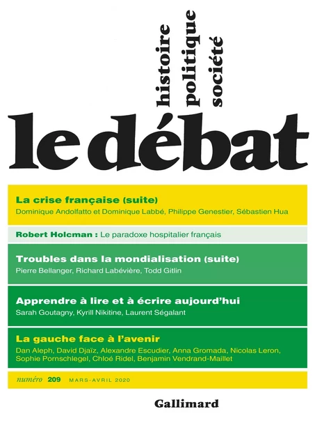 Le Débat N° 209 (Mars - Avril 2020) -  Collectif - Editions Gallimard