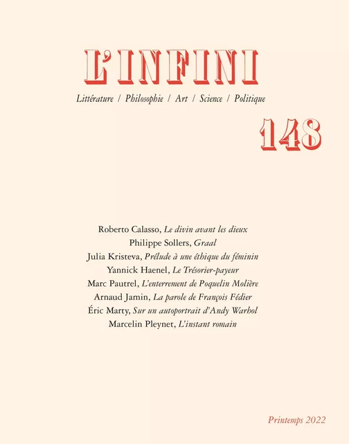 L'Infini N° 148 -  Collectif - Editions Gallimard