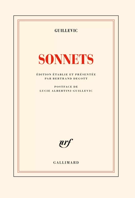 Sonnets - Eugène Guillevic - Editions Gallimard