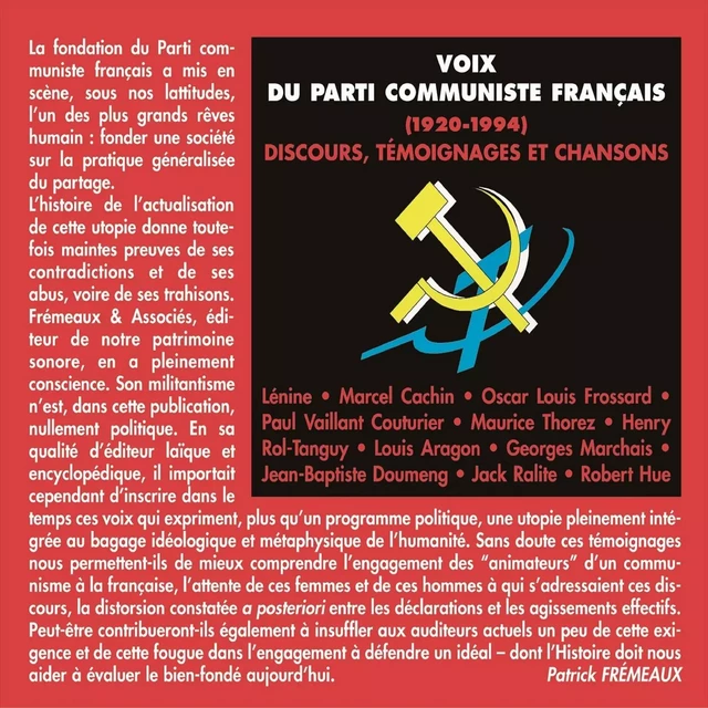 Voix du Parti communiste français (1920-1994) -  Lénine, Eugène Pottier - Frémeaux & Associés