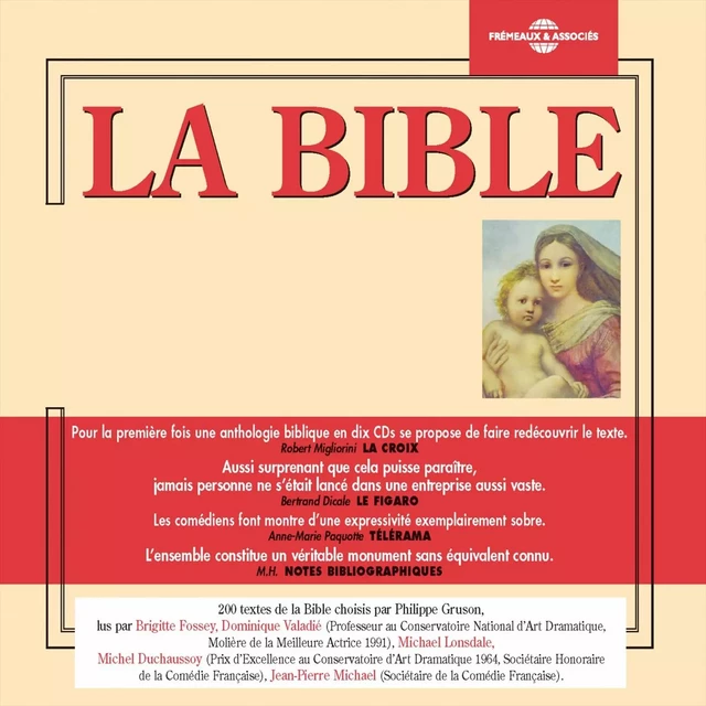 La Bible. Ancien et nouveau testaments (275 extraits) -  Anonymes - Frémeaux & Associés