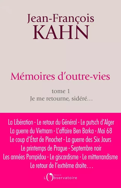 Mémoires d'outres-vies (tome 1) - Jean-François Kahn - Humensis