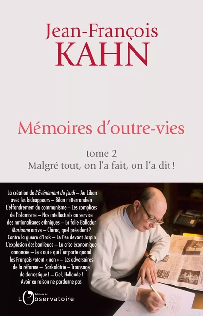 Mémoires d'outre-vies (Tome 2) - Jean-François Kahn - Humensis