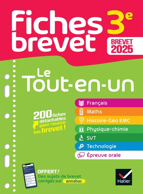 Fiches brevet - Le tout-en-un Brevet 2025 (toutes les matières) -  Collectif - Hatier