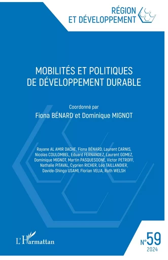 Mobilités et politiques de développement durable - Dominique Mignot - Editions L'Harmattan