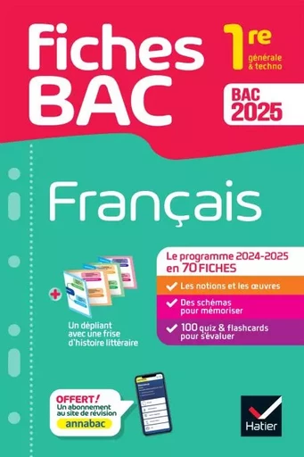 Fiches bac - Français 1re générale &amp; techno Bac 2025 - Hélène Bernard, Denise Maréchal, Sophie Saulnier, Swann Spies, Bérangère Touet, Laure Warot - Hatier