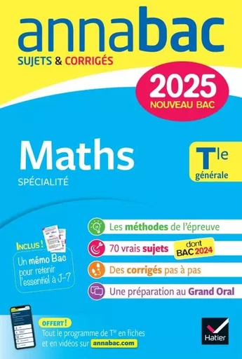 Annales du bac Annabac 2025 Maths Tle générale (spécialité) - Martine Salmon, Hervé Kazmierczak, Christophe Roland - Hatier