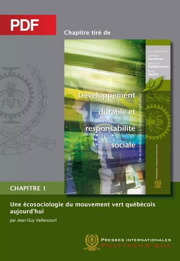 Une écosociologie du mouvement vert québécois aujourd'hui (Chapitre PDF) - Jean-Guy Vaillancourt - Presses de l'Université de Montréal