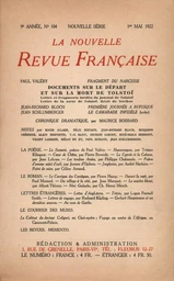 La Nouvelle Revue Française N' 104 (Mai 1922)