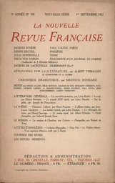 La Nouvelle Revue Française N' 108 (Septembre 1922)