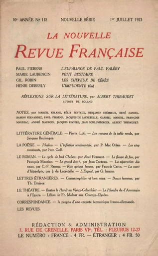 La Nouvelle Revue Française N' 118 (Juillet 1923) -  Collectifs - Editions Gallimard - Revues NRF