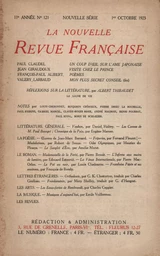 La Nouvelle Revue Française N' 121 (Octobre 1923)