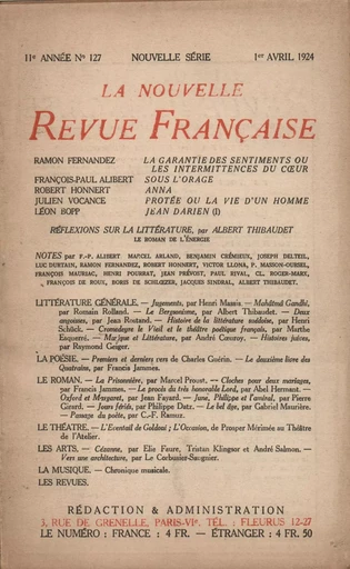 La Nouvelle Revue Française N' 127 (Avril 1924) - André Gide - Editions Gallimard - Revues NRF