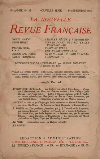 La Nouvelle Revue Française N' 132 (Septembre 1924) -  Collectifs - Editions Gallimard - Revues NRF