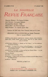 La Nouvelle Revue Française N' 154 (Juillet 1926)