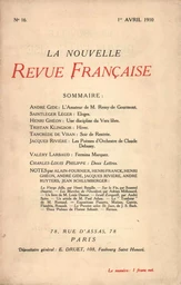 La Nouvelle Revue Française N' 16 (Avril 1910)