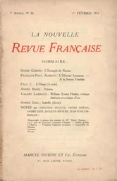 La Nouvelle Revue Française N' 26 (Février 1911)