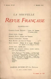 La Nouvelle Revue Française N' 27 (Mars 1911)