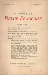 La Nouvelle Revue Française N' 31 (Juillet 1911)