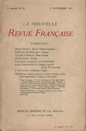 La Nouvelle Revue Française N' 35 (Novembre 1911)