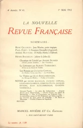 La Nouvelle Revue Française N' 41 (Mai 1912)