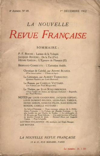 La Nouvelle Revue Française N' 48 (Décembre 1912) -  Collectifs - Editions Gallimard - Revues NRF