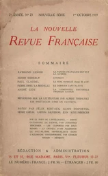 La Nouvelle Revue Française N' 73 (Octobre 1919)